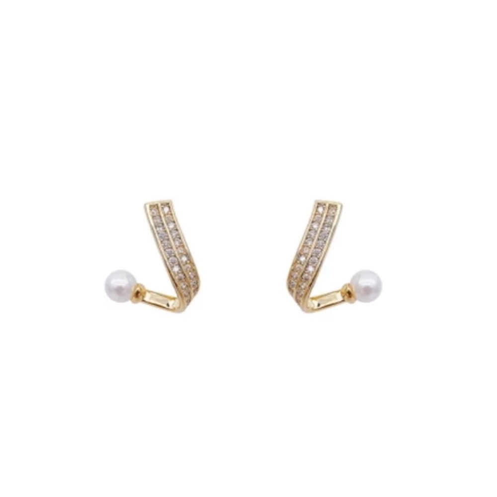 Cute Crystal Faux Pearl Earrings Accessories Jewelry